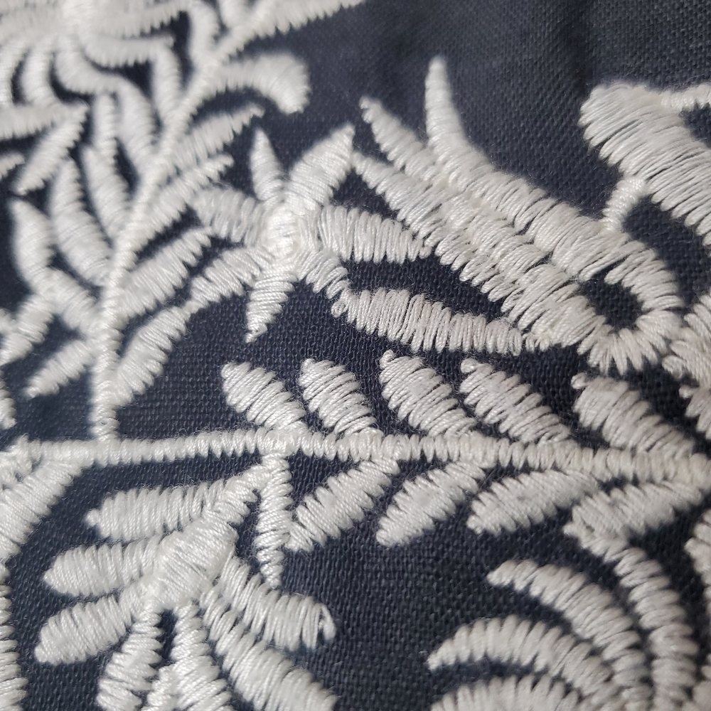 J. Crew Linen Blend Black Dress Embroidered Floral Boho Size Small Made … - Picture 5 of 11